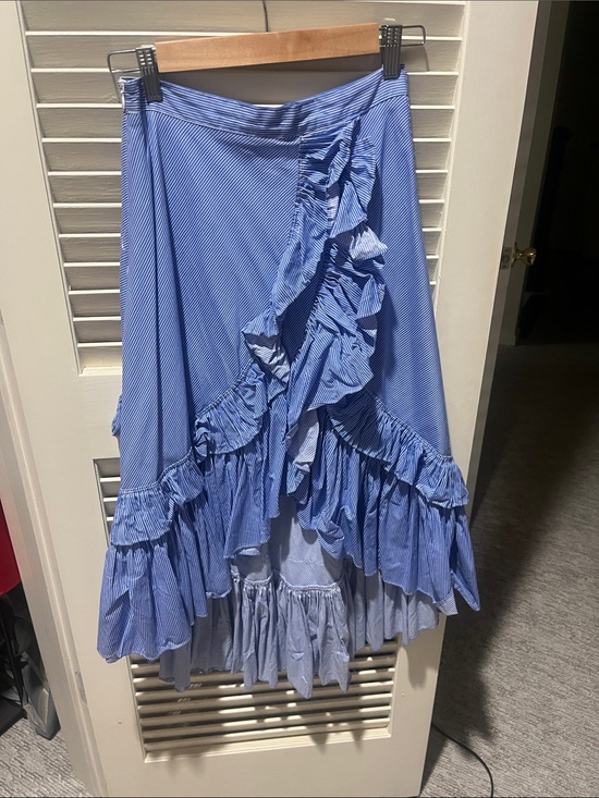 Chicwish Dresses & Skirts - Chicwish Light Blue Striped Ruffle High-Low Skirt